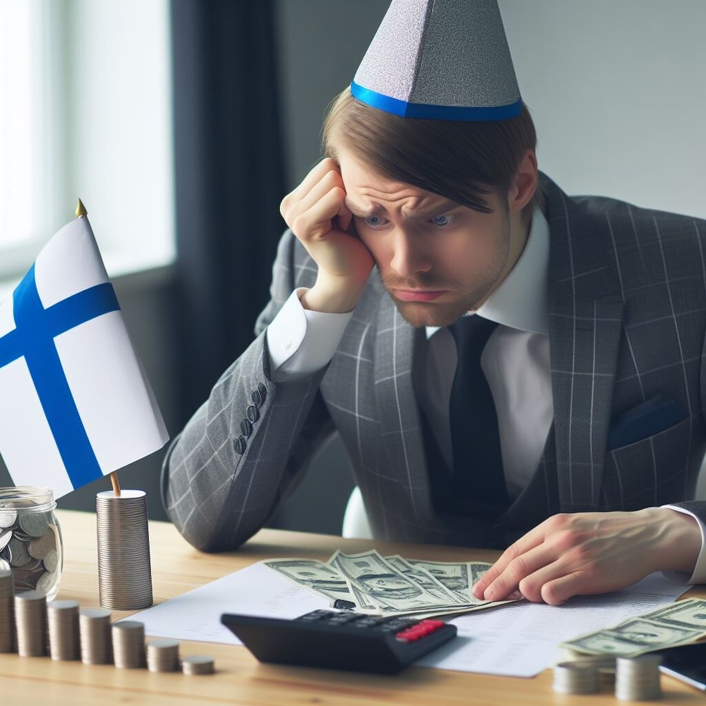 Бюджетные доходы продолжают уменьшаться каждый месяц, экономика сокращается, компании обанкротиваются, а долг Финляндии возрастает. 