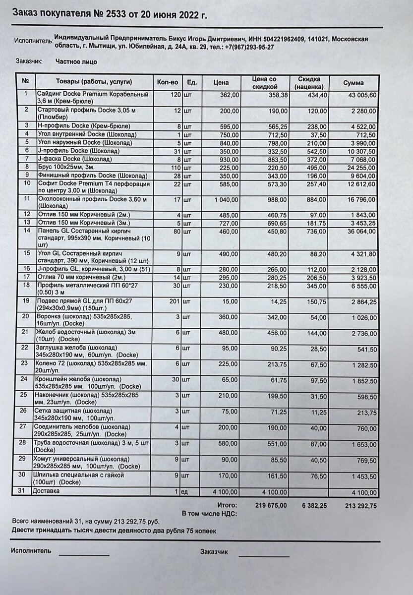 Вот такая сумма вышла на дом 6 на 9 в 2022 году.
