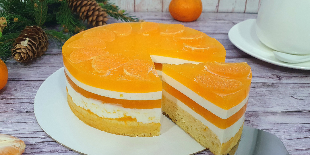 Низкокалорийный Муссовый ПП торт с мандаринами, 80 ккал
