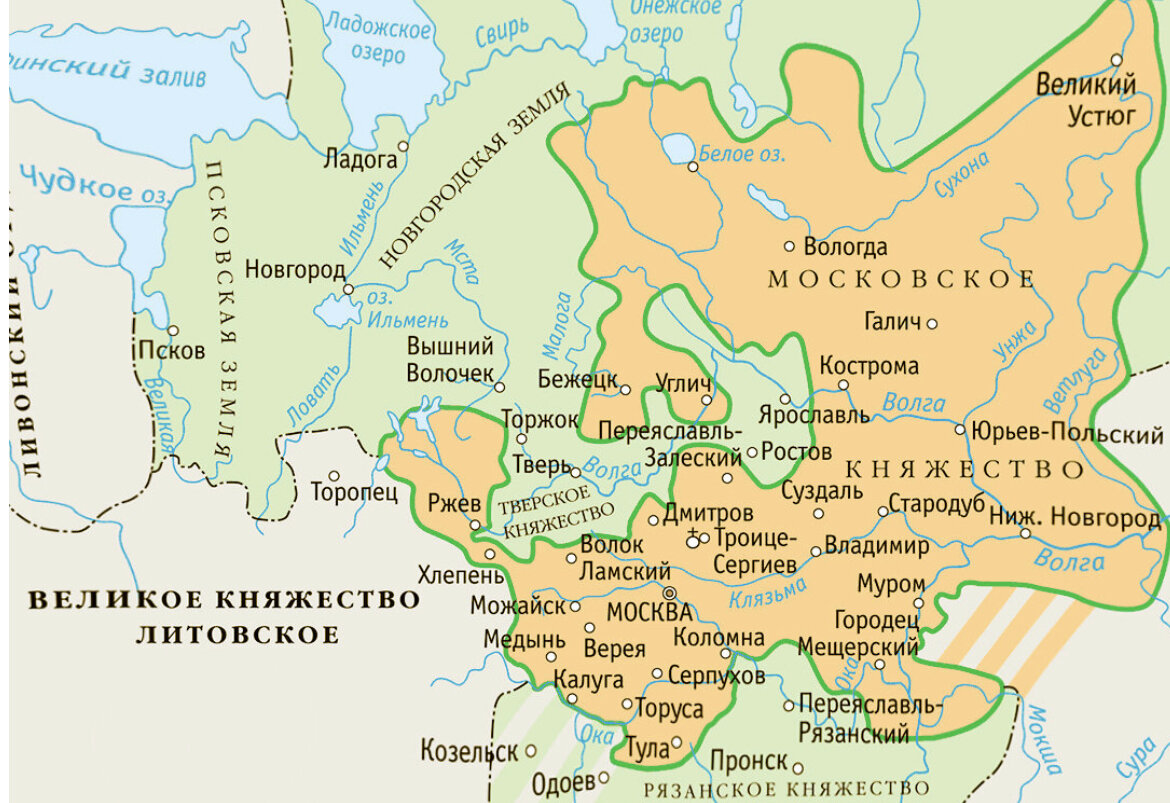 Великое княжество Московское на карте.