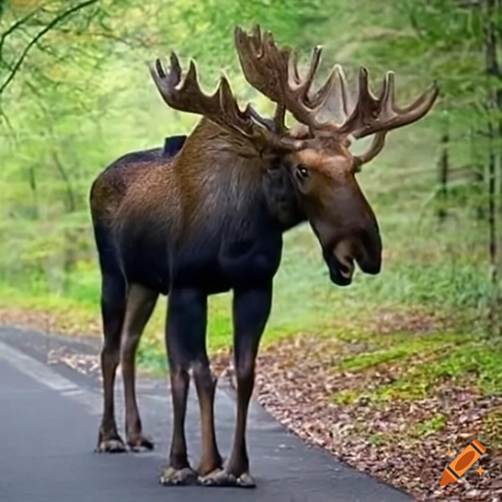 Лось на дороге