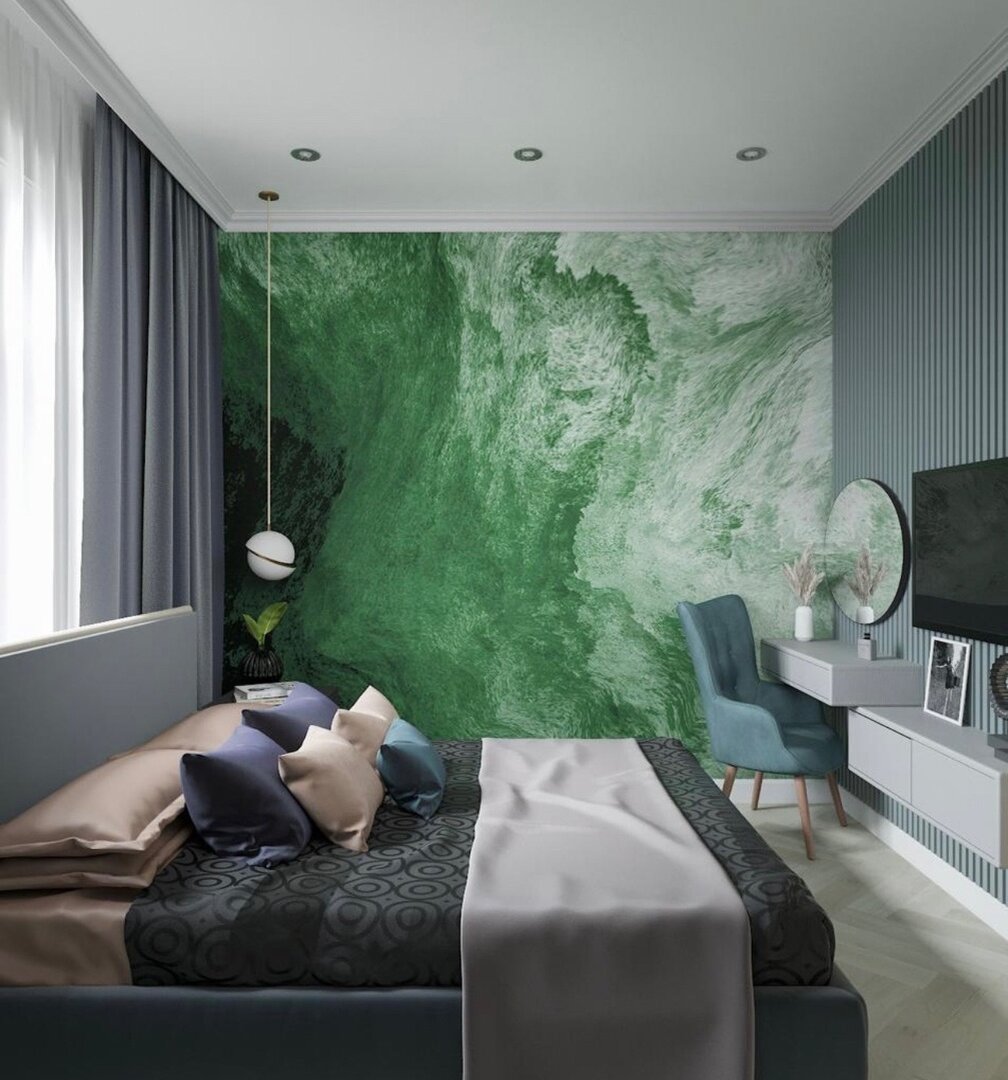 В галерее отличный пример того, как добавить цвета в комнате. Дизайнер: designer_natalyna, обои из коллекции Beryozi I Vodopady