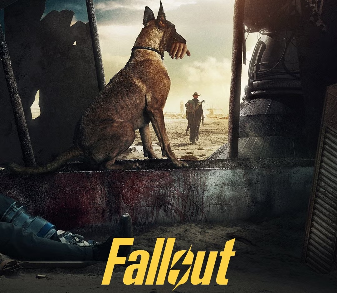 Официальный постер сериала Fallout. Без собакевича, адаптировавшегося в пустошах, обойтись просто не могло. 