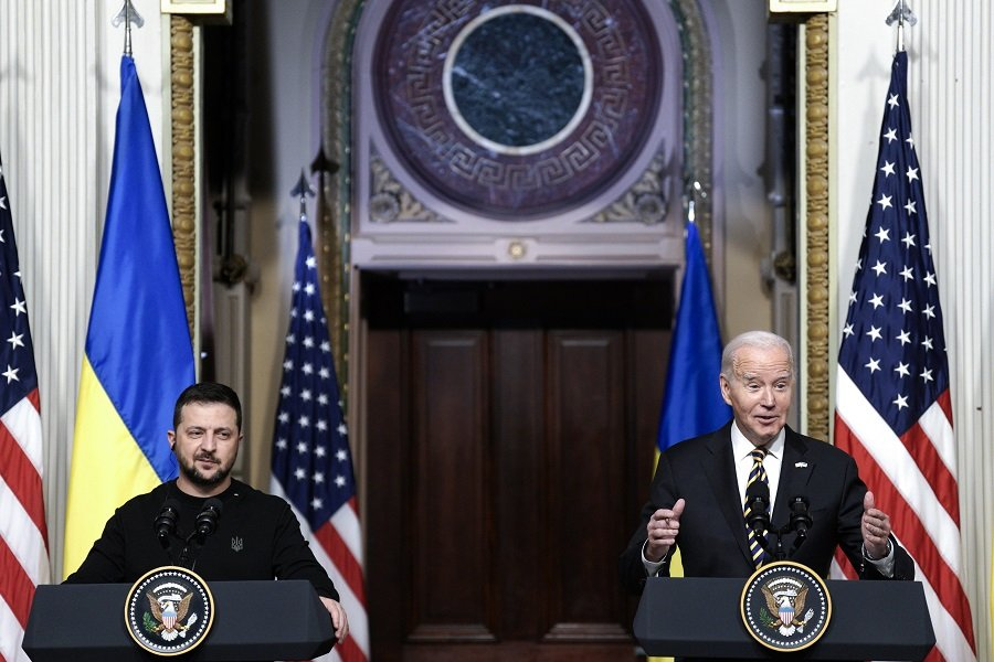 Президент США Джо Байден и президент Украины Владимир Зеленский во время совместной пресс-конференции - Фото: Zuma\TASS
