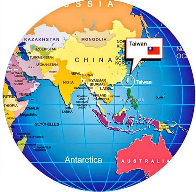 Тайвань на карте мира