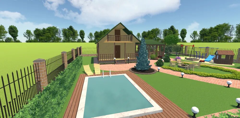 Проект сделан в программе Ландшафтный Дизайн 3D