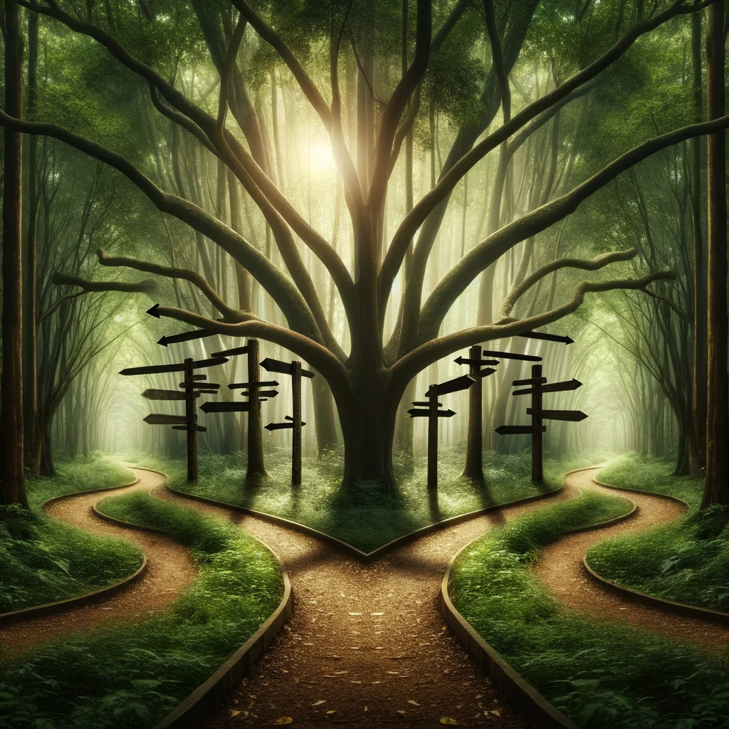 Путь с разветвлениями в лесу, как выбор цели