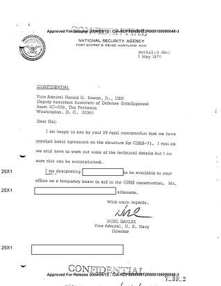 LETTER TO VICE ADMIRAL HAROLD G. BOWEN, JR, FROM VICE ADMIRAL NOEL GAYLER. CIRiS (Compact Infrared Radiometer in Space)