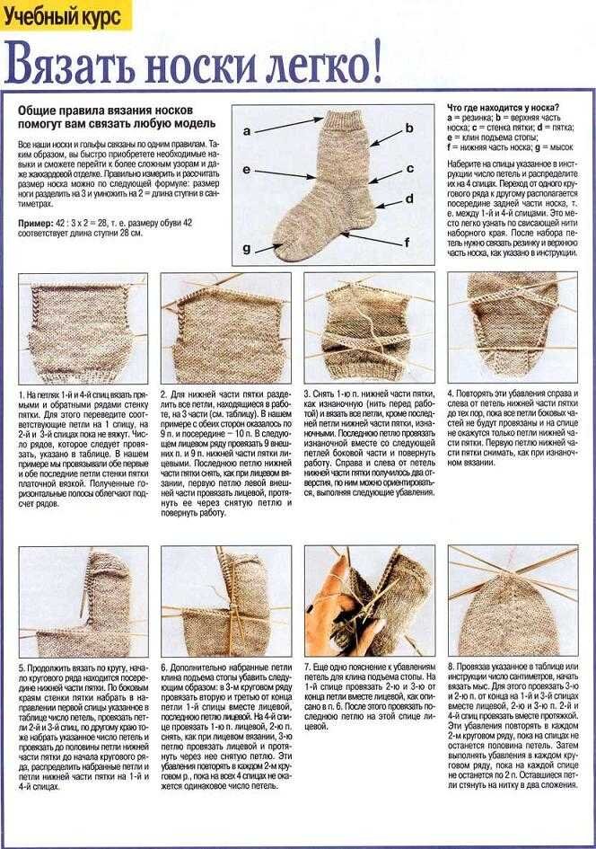 Про носки спицами. Полезное (1)(фото, таблицы)