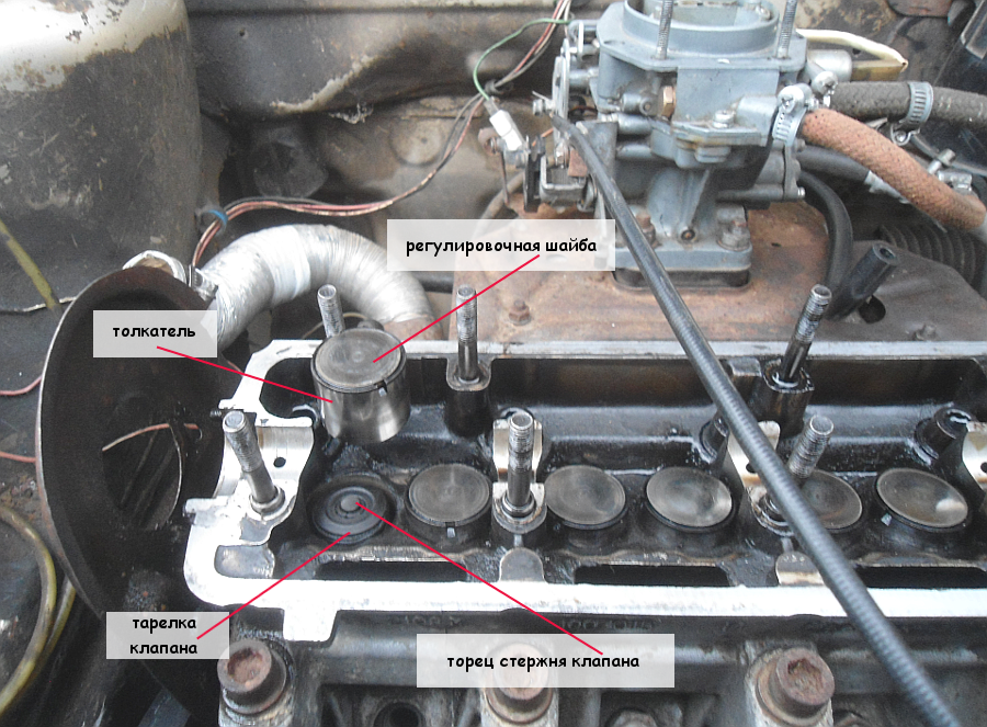 Детали клапанного механизма двигателя 21083
