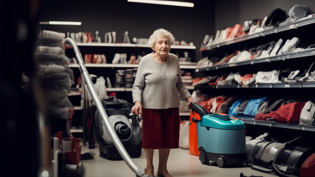 женщина выбирает пылесос