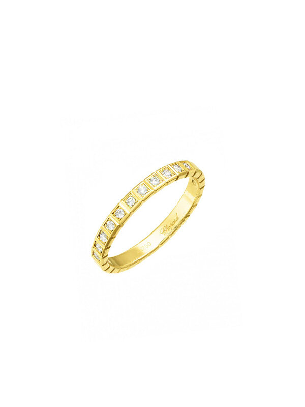 Кольцо Chopard Ice Cube из желтого золота с бриллиантами