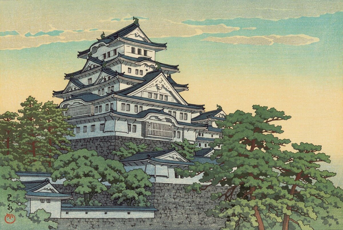 Фото из открытых источников. Японская цветная гравюра, Замок