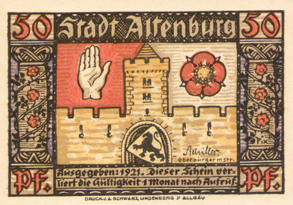 Альтенбург. 50 пфеннигов 1921 (аверс)