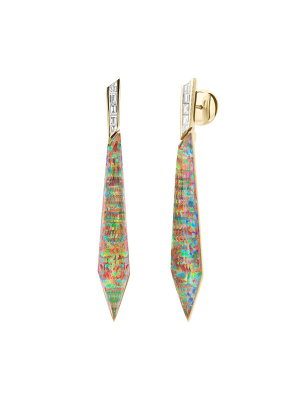 Серьги Stephen Webster Crystal Haze II из желтого золота с бриллиантами и огненными опалами