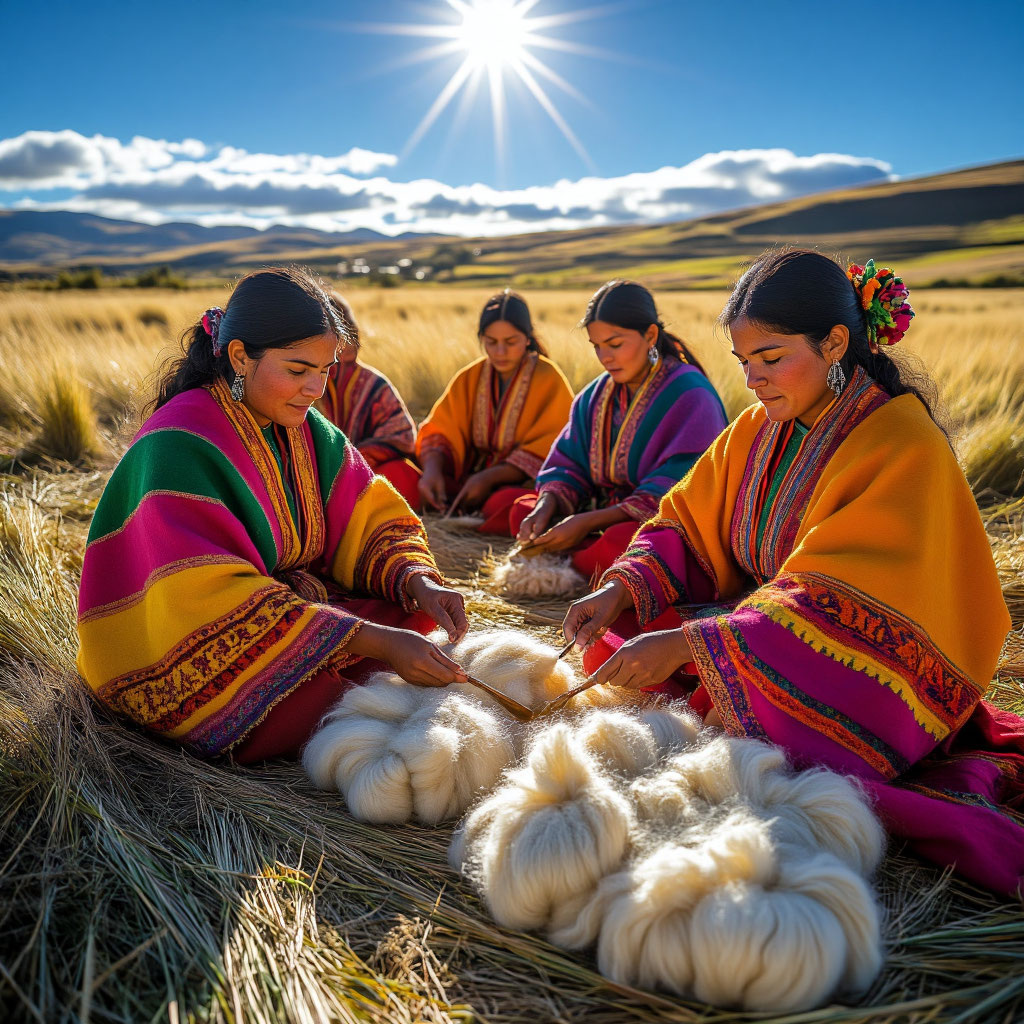 Женщины очищают и сортируют шерсть