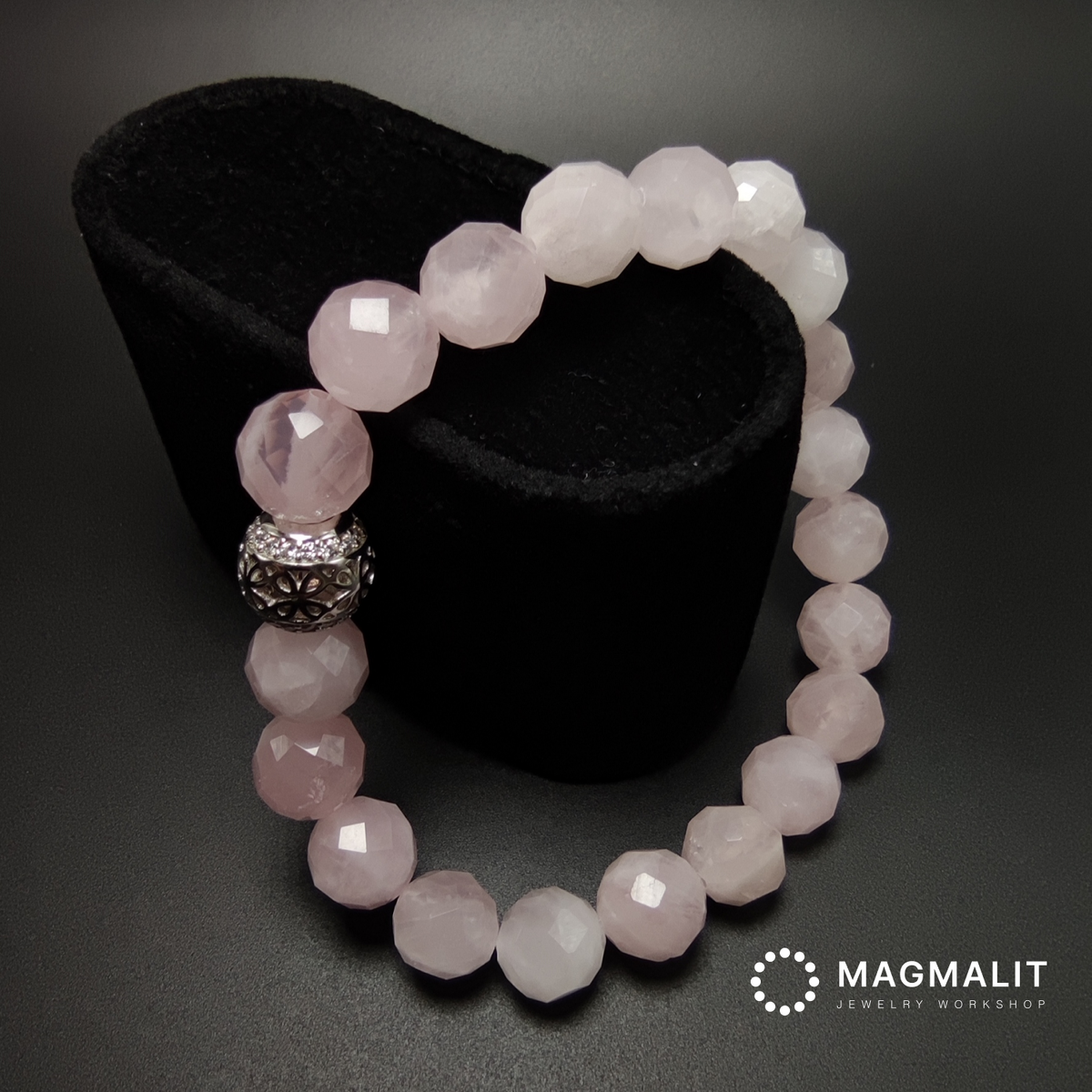 Кварц Мадагаскарский, розовый. MAGMALIT мастерская по изготовлению украшений из каменных бусин и серебра.