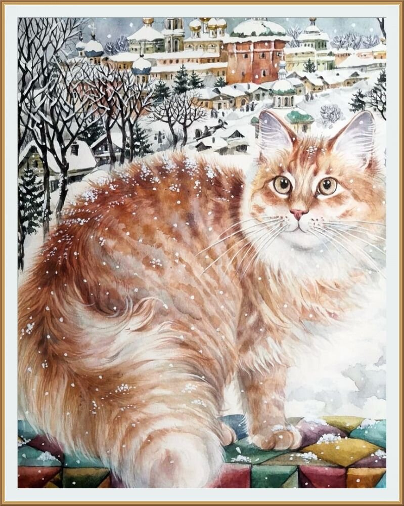 Картина художницы Татьяны Хазовой из её серии " Снежные котики " https://vk.com/hazova_tanya