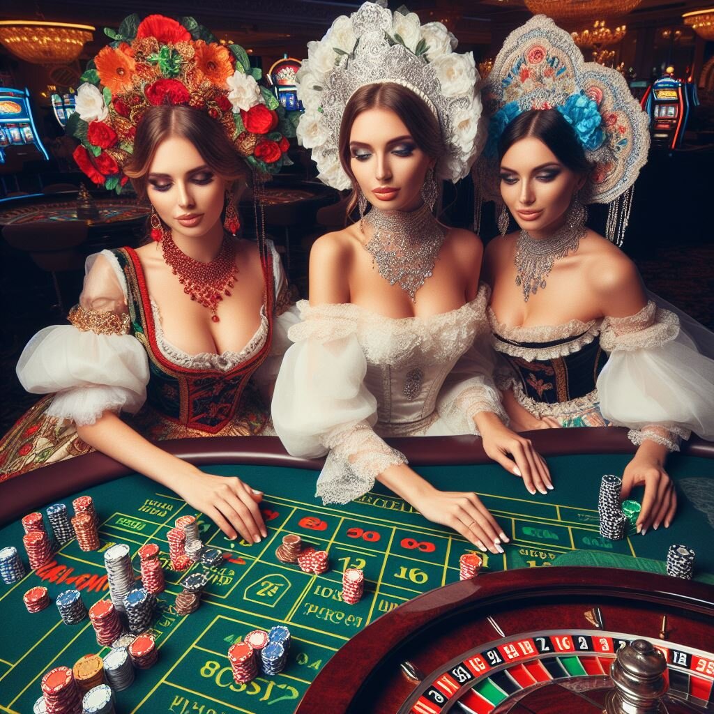 Красивые русские девушки играют в рулетку