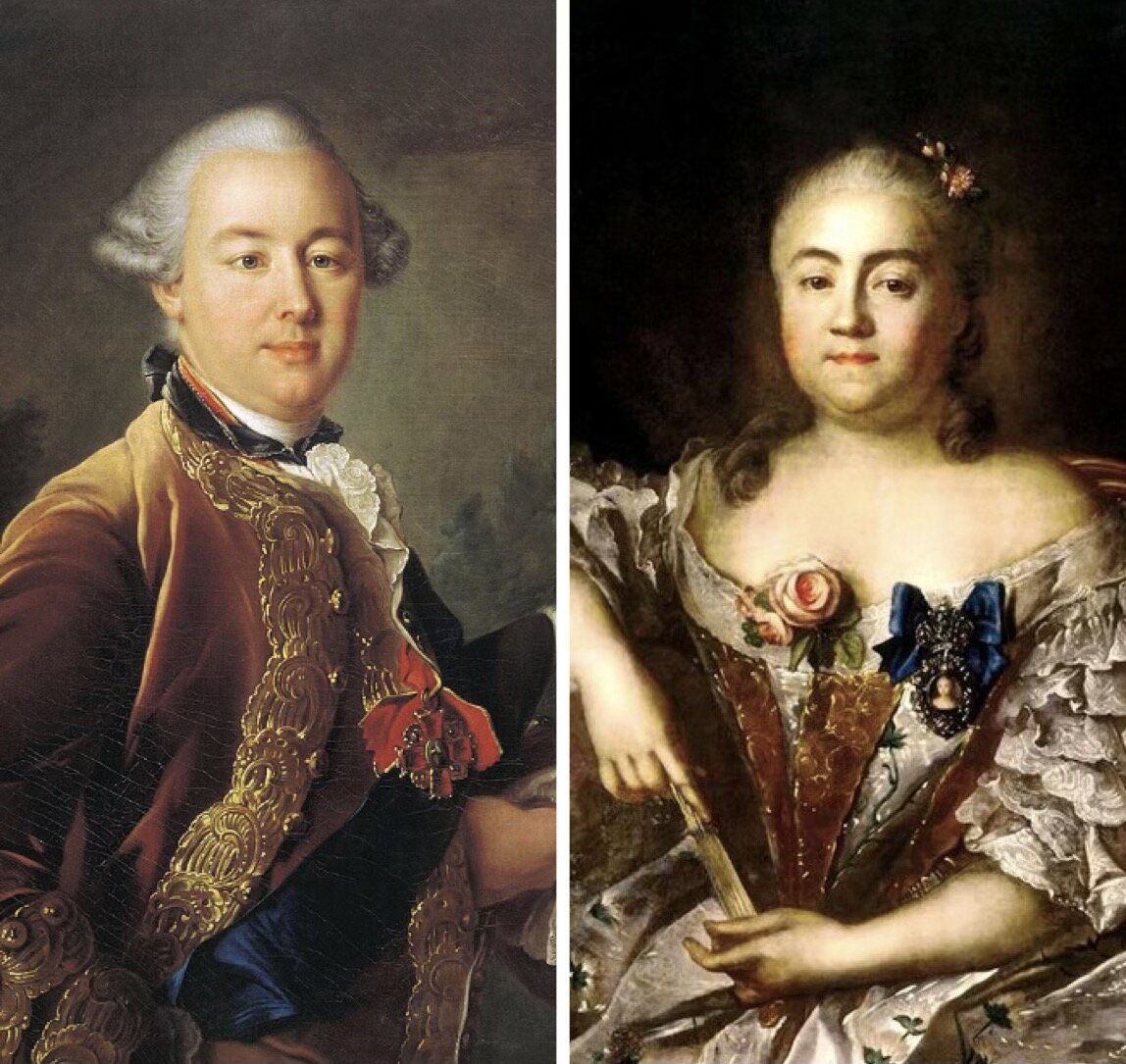 Парные портреты Варвары Алексеевны и Петра Борисовича Шереметевых работы Художника И. Аргунова.