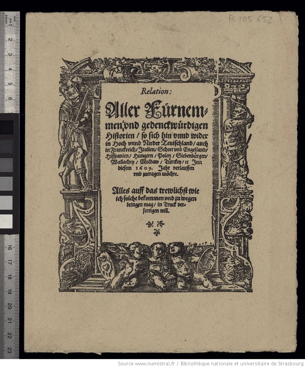 Титульный лист газеты «Relation», 1609 / © University library of Heidelberg, Germany