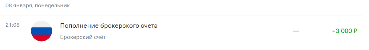 Пополнение портфеля. Скрин из личного кабинета.