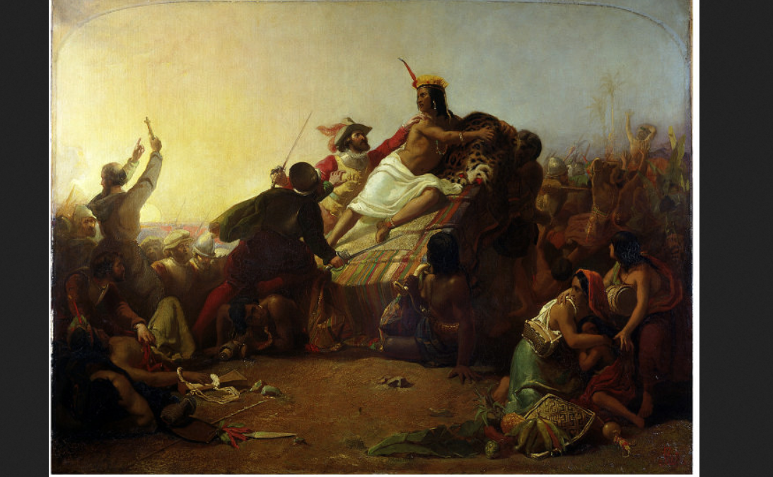 Джон Эверетт Милле. «Писарро берёт в плен инку Атагуальпу», 1845.