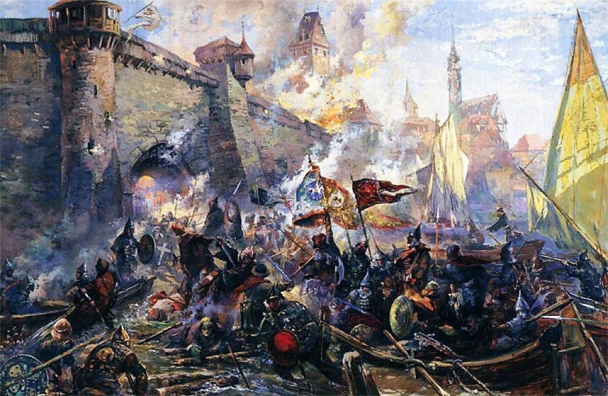 Взятие Нарвы русской армией. Ливонская война, 1558 год.