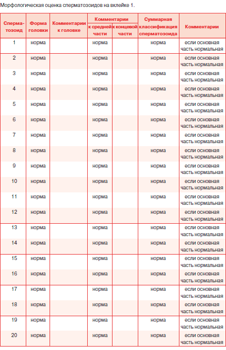 Нормальные показатели спермы