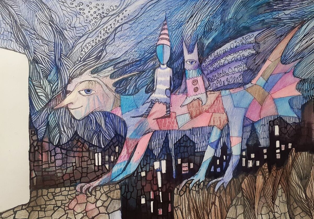 Они идут в гости. Рисунок автора