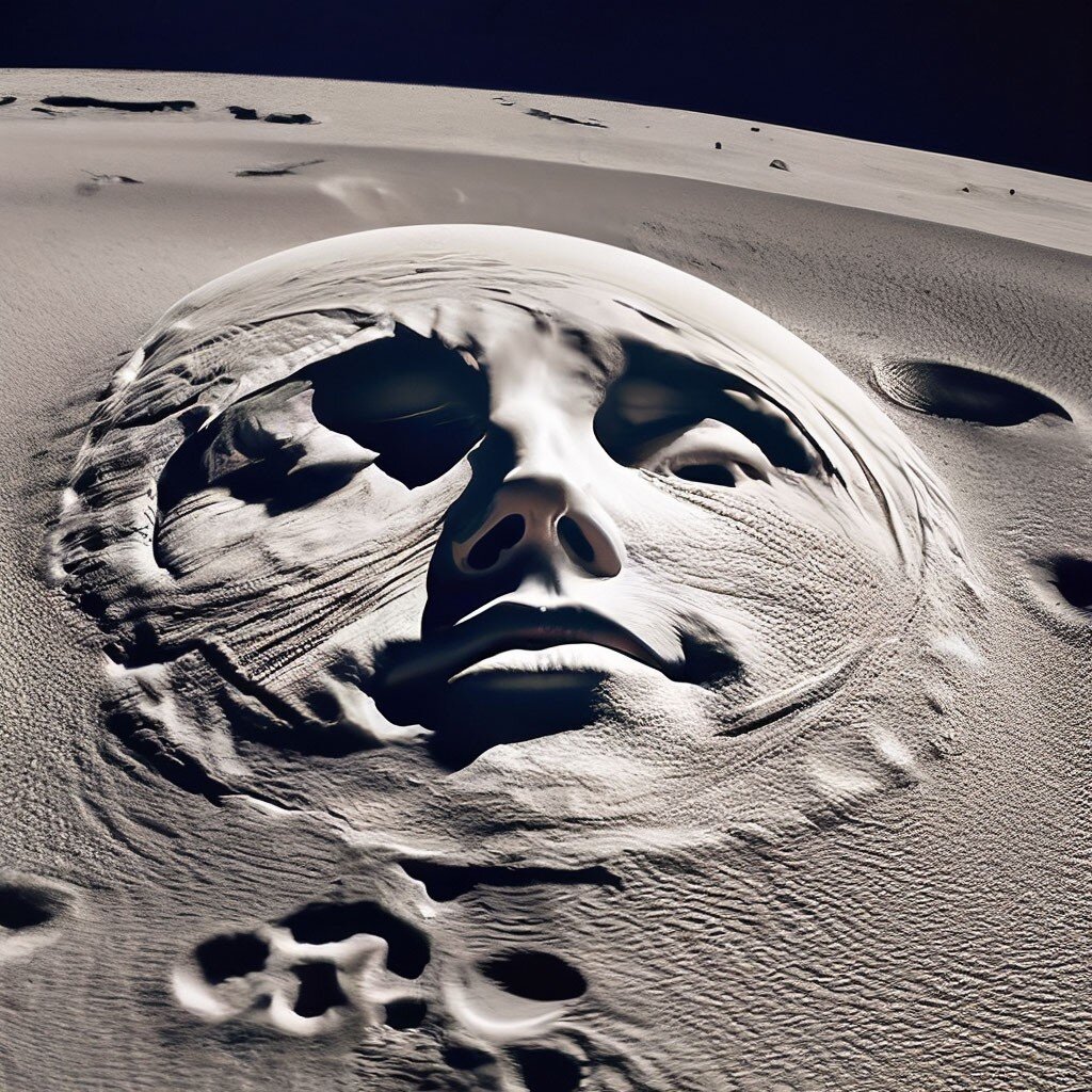 "...Он быстро снял гермошлем и окунул лицо в лунную пыль..."