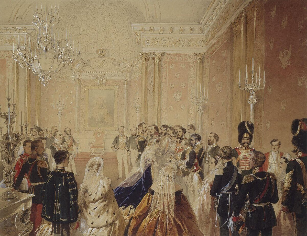 А. И. Ладюрнер. Гербовый зал зимнего дворца. 1838 Год. Чья голова послужила чашей на балу