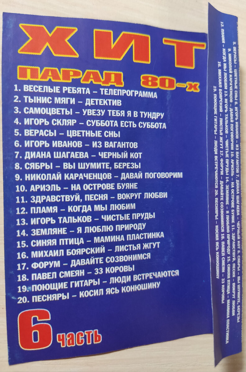 Обратная сторона обложки кассеты № 65