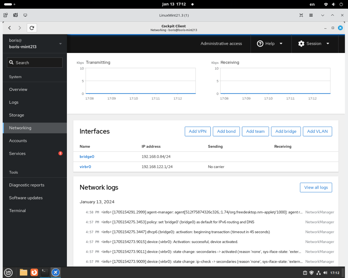 Setting Linux bridge - bridge0 via Console