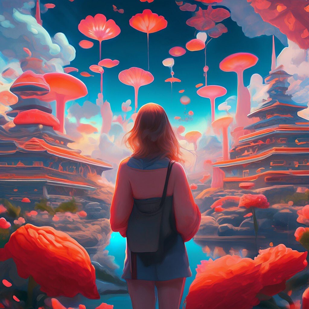 "Мир анимации"-иллюстрация Девушки в лучах заката