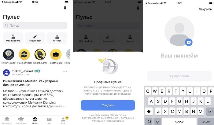 Примерный вид регистрации в Пульсе через приложение