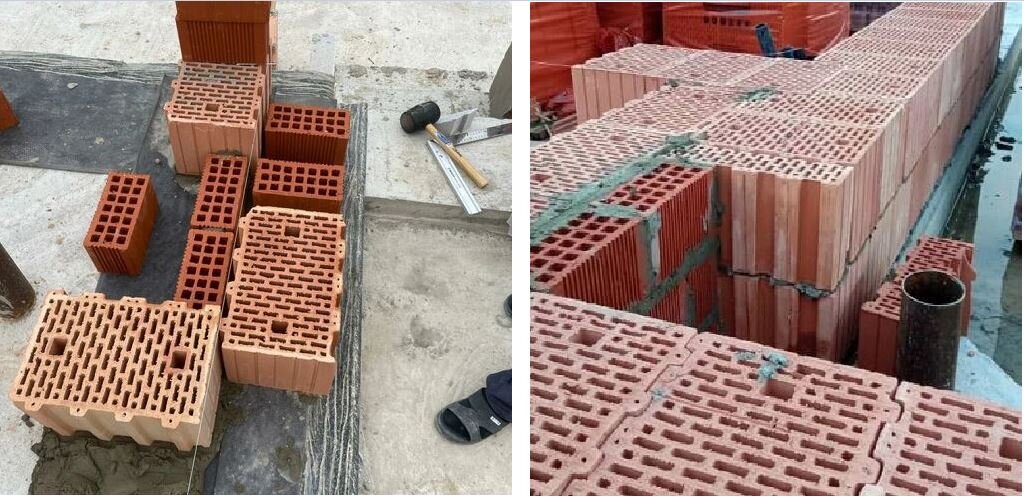 Сначала думали, как выложить шахту (слева), но гениальное решение подсказал рабочий Улугбек, которое и было реализовано (справа). 