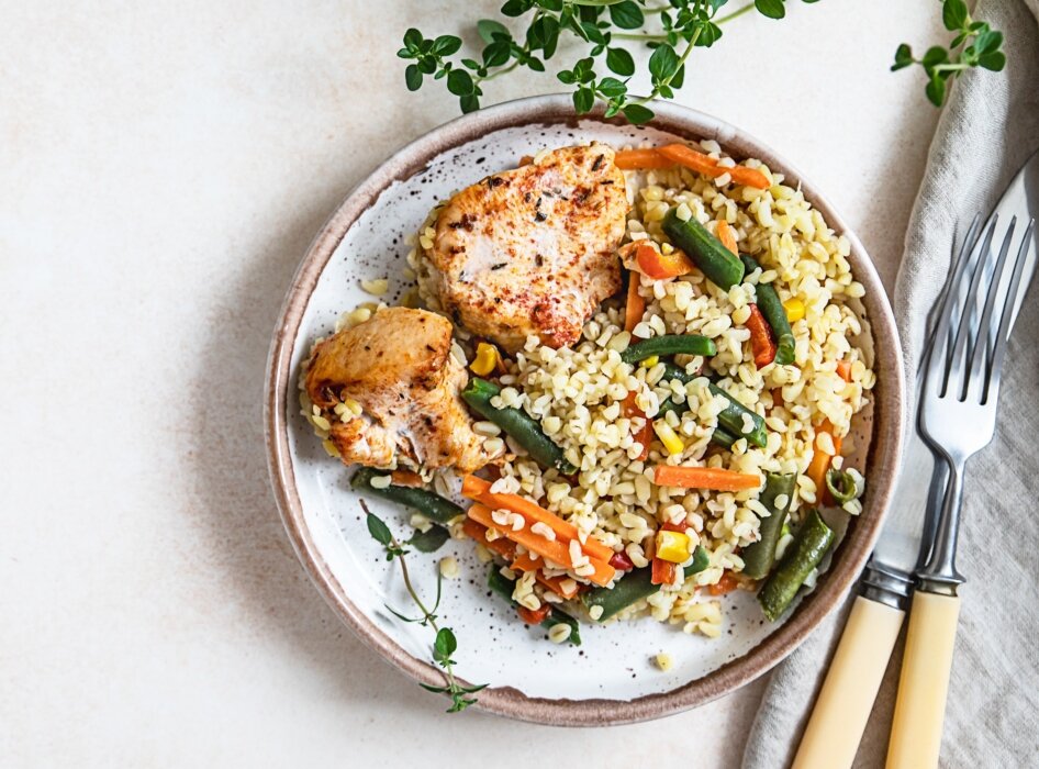 Булгур с мясом и овощами. Булгур с мясом и овощами