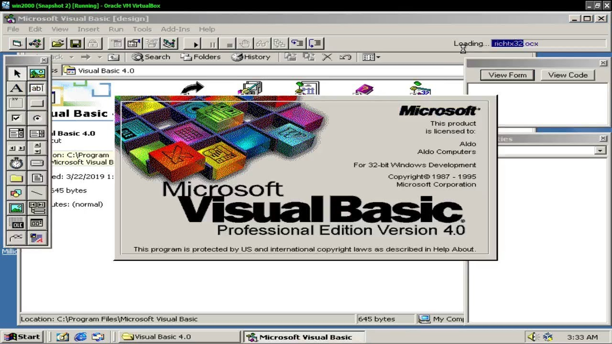 Работа с Visual Basic 4.0 в среде Windows 95