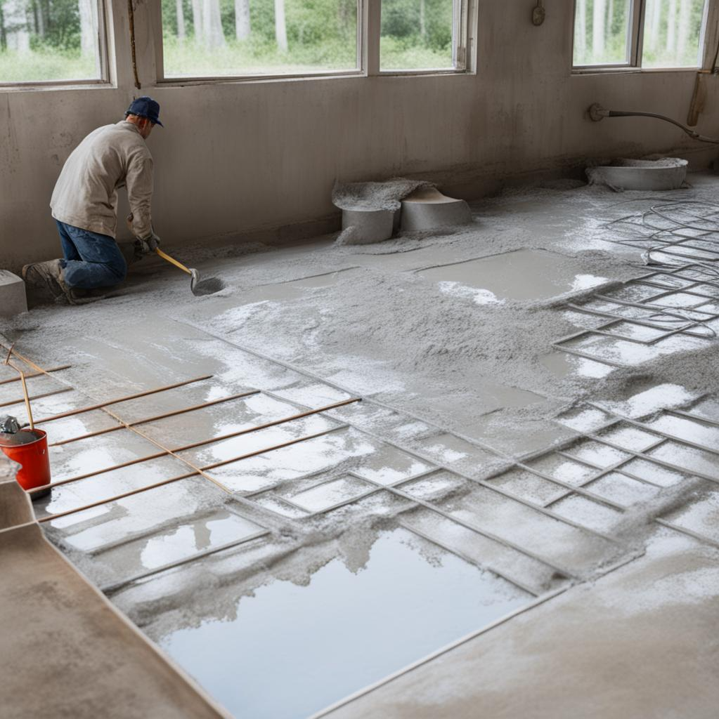 Бетонная смесь равномерно распределяется по всей поверхности