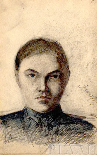 К.С. Петров-Водкин. Автопортрт в блокноте. 1895 г. РГАЛИ