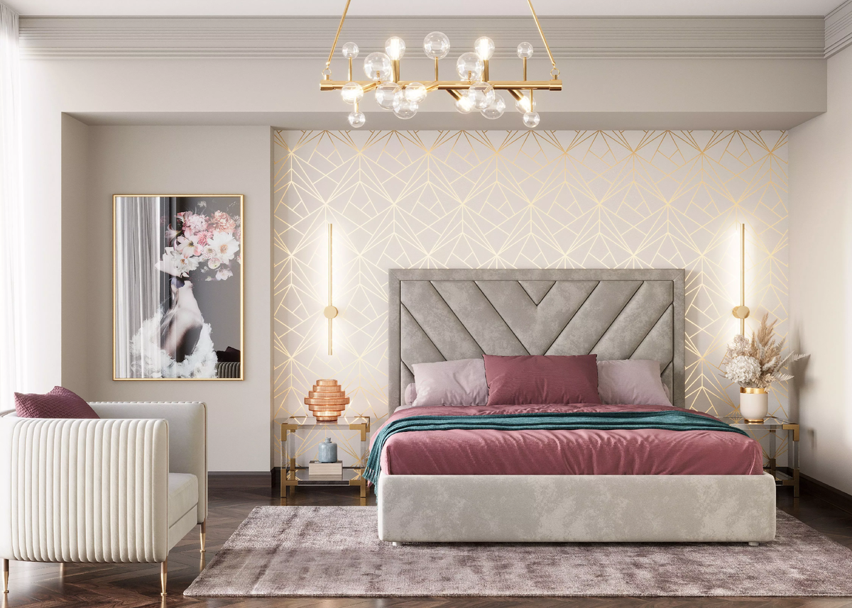 Спальня с кроватью Chloe, серая (арт. 091)