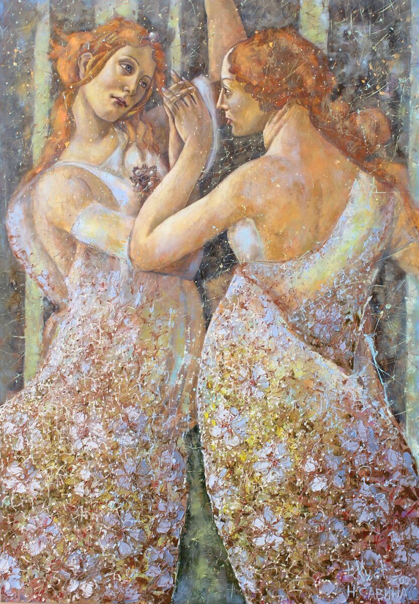 Дмитрий Кустанович «Аdorare Botticelli». Из серии «Платье», 130x90 см, 2020