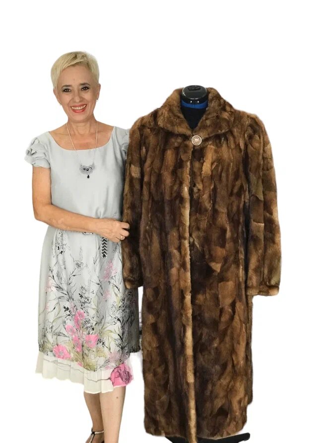 Перешив пальто из кусочков норки в парку с кожаным верхом. Ателье Ирины Берзиной.