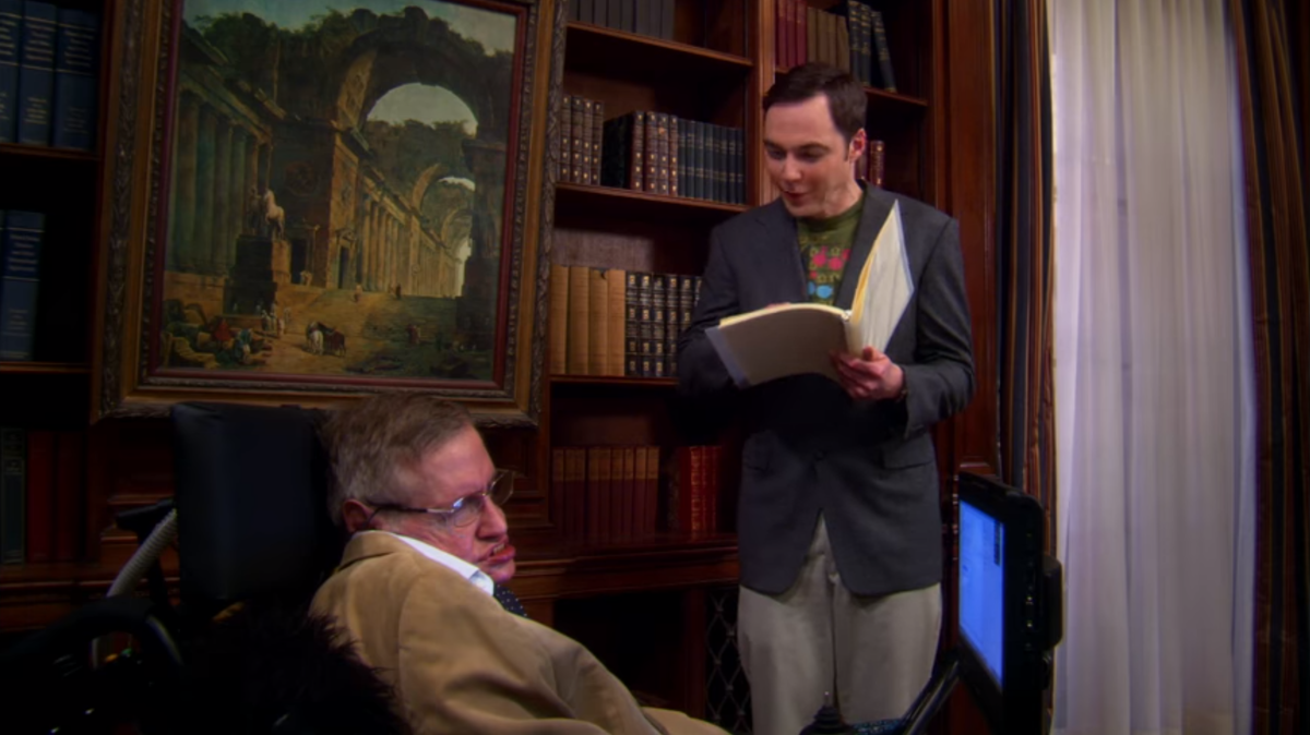 Шелдону Куперу наконец выпадает счастье встретиться со своим кумиром, но тот замечает в его работе глупую арифметическую ошибку. "О боже, я облажался прямо на глазах у Стивена Хокинга!" - кричит молодой ученый и валится на пол без чувств  