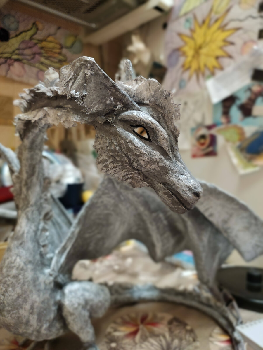 Ватная скульптура дракониха Yukina. Автор Елена Мазуренко (elenagold _) Рабочий момент. 