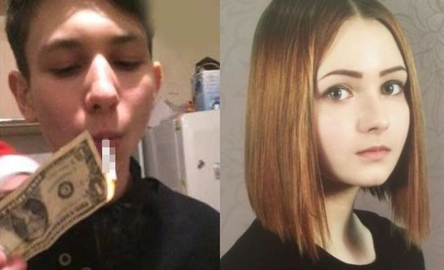 Марк Коньков и Карина Залесова. На снимке мажор прикуривает долларовой банкнотой.