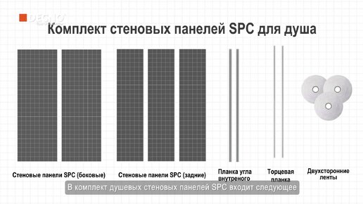 Комплект SPC стеновых панелей для душа｜инструкция по монтажу｜DECNO