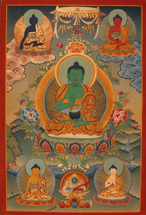 Будда Амогхасиддхи с Абхая Мудрой. Изображение: buddhismencyclopedia.wordpress.com