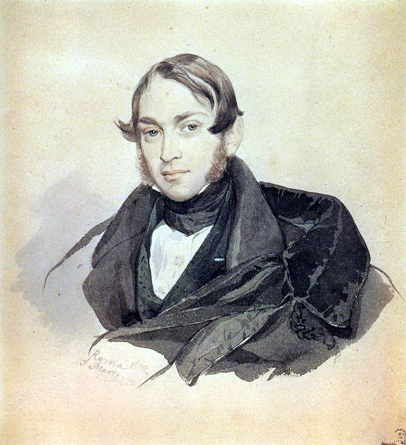 Карл Брюллов. Акварельный портрет Сергея Соболевского. 1832 год. Из собрания Государственного Русского музея.